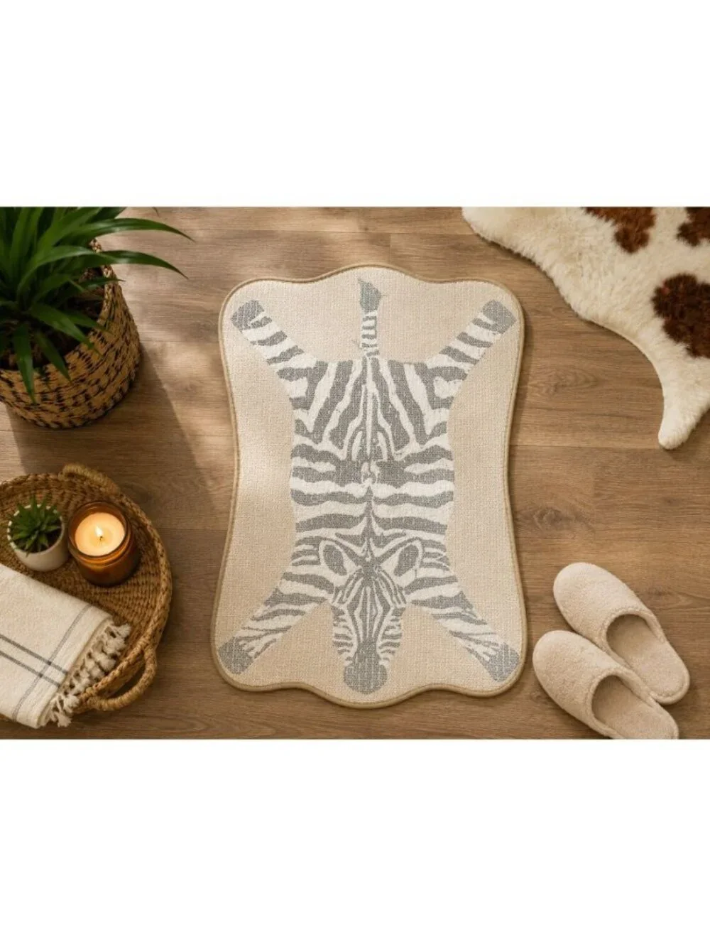 New Animal Zebra Micorfiber Bathroom Bath Rug 20 in X 30 in Rubber Bottom